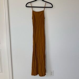 Motel Mustard Yellow Leopard Slip Maxi Dress Size XS